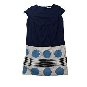 Boden Navy and Blue Dot Cotton Shift Dress